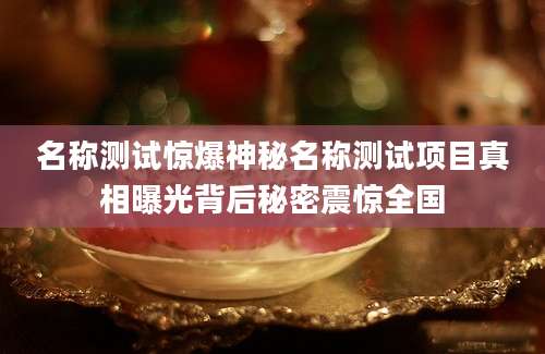 名称测试惊爆神秘名称测试项目真相曝光背后秘密震惊全国