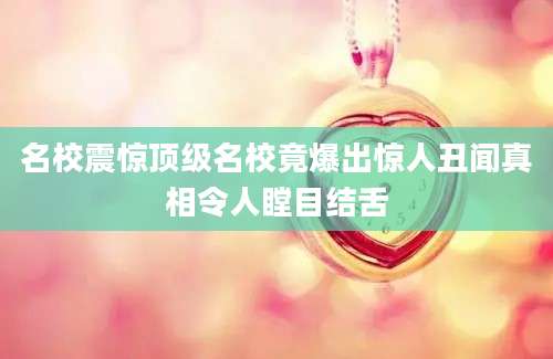 名校震惊顶级名校竟爆出惊人丑闻真相令人瞠目结舌
