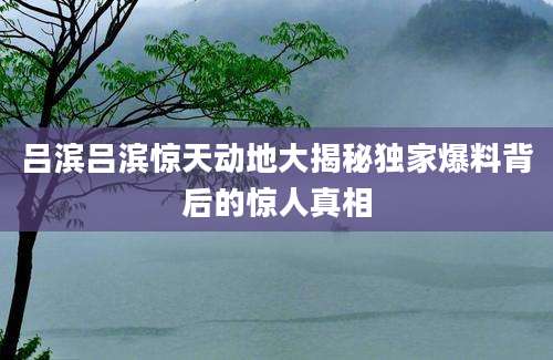 吕滨吕滨惊天动地大揭秘独家爆料背后的惊人真相
