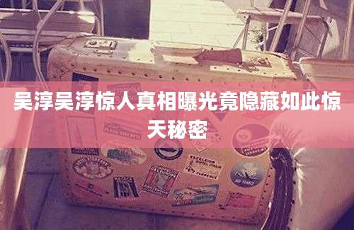 吴淳吴淳惊人真相曝光竟隐藏如此惊天秘密