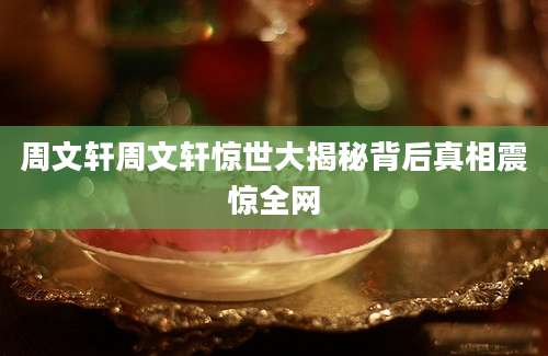 周文轩周文轩惊世大揭秘背后真相震惊全网
