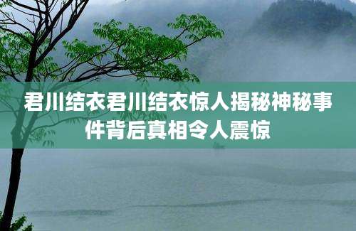 君川结衣君川结衣惊人揭秘神秘事件背后真相令人震惊