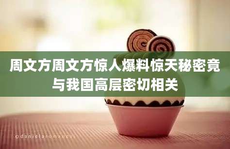 周文方周文方惊人爆料惊天秘密竟与我国高层密切相关