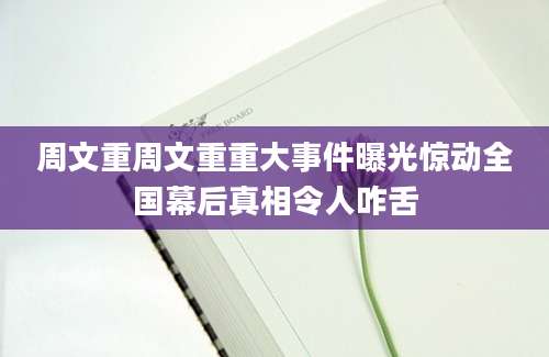 周文重周文重重大事件曝光惊动全国幕后真相令人咋舌