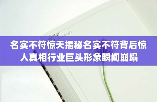 名实不符惊天揭秘名实不符背后惊人真相行业巨头形象瞬间崩塌
