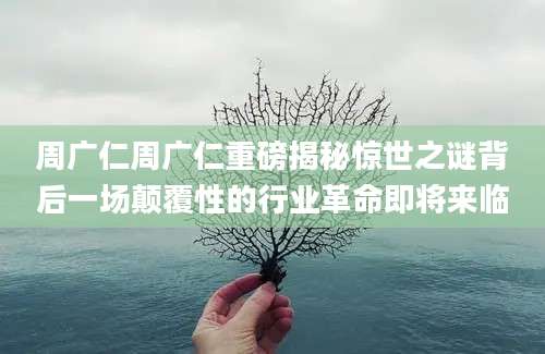 周广仁周广仁重磅揭秘惊世之谜背后一场颠覆性的行业革命即将来临