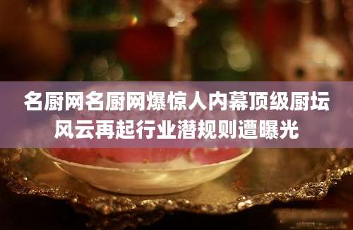 名厨网名厨网爆惊人内幕顶级厨坛风云再起行业潜规则遭曝光