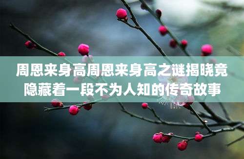 周恩来身高周恩来身高之谜揭晓竟隐藏着一段不为人知的传奇故事