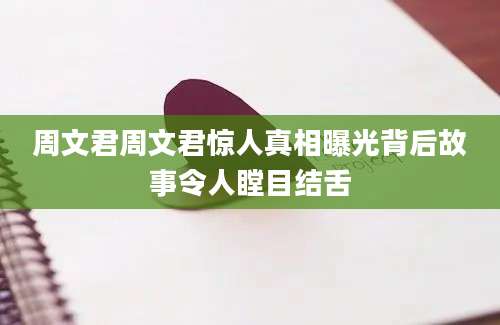 周文君周文君惊人真相曝光背后故事令人瞠目结舌