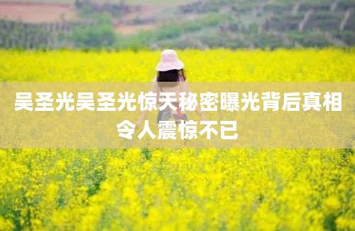 吴圣光吴圣光惊天秘密曝光背后真相令人震惊不已