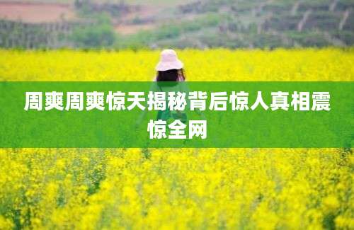 周爽周爽惊天揭秘背后惊人真相震惊全网