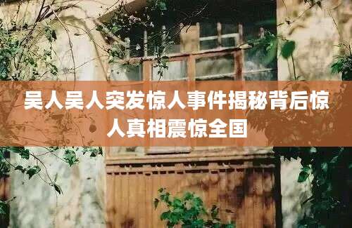 吴人吴人突发惊人事件揭秘背后惊人真相震惊全国