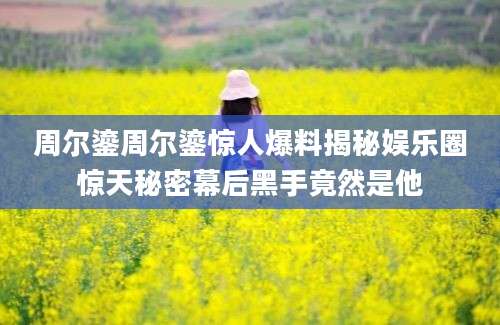 周尔鎏周尔鎏惊人爆料揭秘娱乐圈惊天秘密幕后黑手竟然是他