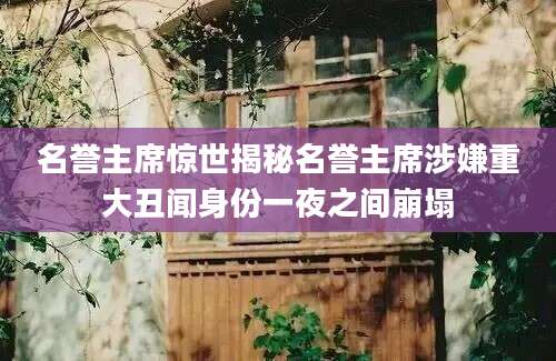 名誉主席惊世揭秘名誉主席涉嫌重大丑闻身份一夜之间崩塌