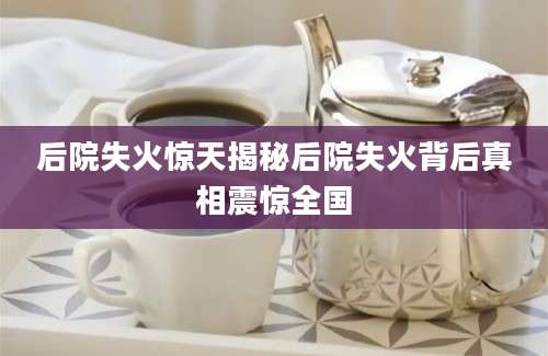 后院失火惊天揭秘后院失火背后真相震惊全国