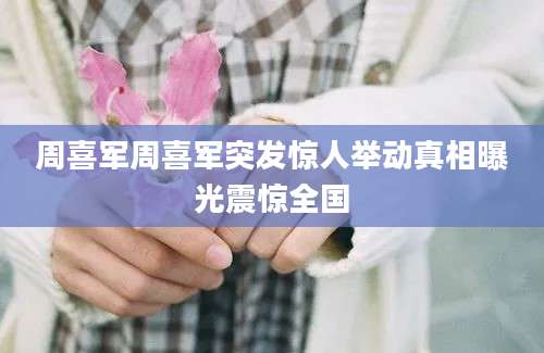 周喜军周喜军突发惊人举动真相曝光震惊全国
