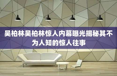 吴柏林吴柏林惊人内幕曝光揭秘其不为人知的惊人往事