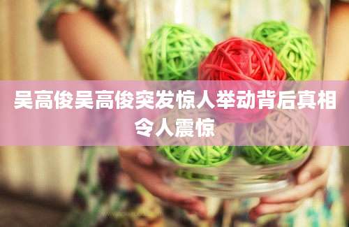 吴高俊吴高俊突发惊人举动背后真相令人震惊