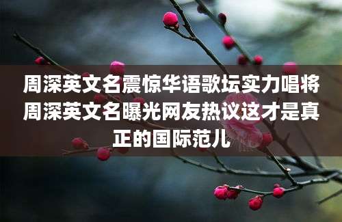 周深英文名震惊华语歌坛实力唱将周深英文名曝光网友热议这才是真正的国际范儿