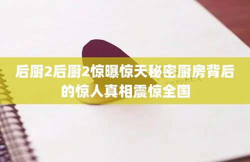 后厨2后厨2惊曝惊天秘密厨房背后的惊人真相震惊全国