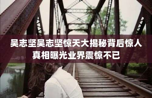 吴志坚吴志坚惊天大揭秘背后惊人真相曝光业界震惊不已