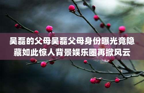吴磊的父母吴磊父母身份曝光竟隐藏如此惊人背景娱乐圈再掀风云