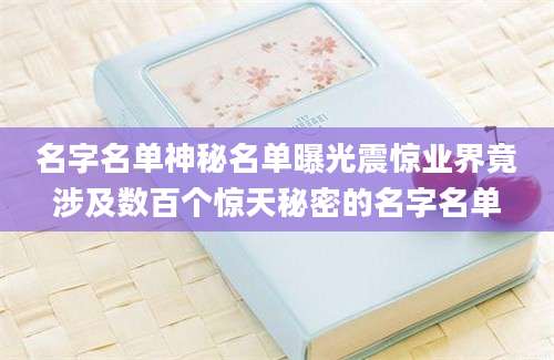 名字名单神秘名单曝光震惊业界竟涉及数百个惊天秘密的名字名单
