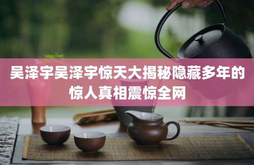 吴泽宇吴泽宇惊天大揭秘隐藏多年的惊人真相震惊全网