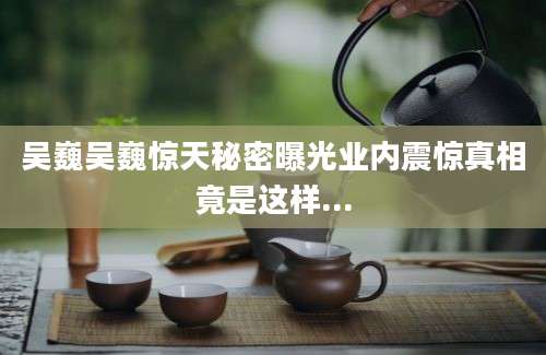 吴巍吴巍惊天秘密曝光业内震惊真相竟是这样...