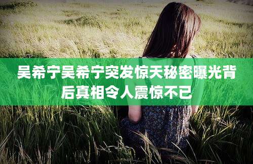 吴希宁吴希宁突发惊天秘密曝光背后真相令人震惊不已