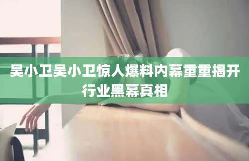 吴小卫吴小卫惊人爆料内幕重重揭开行业黑幕真相