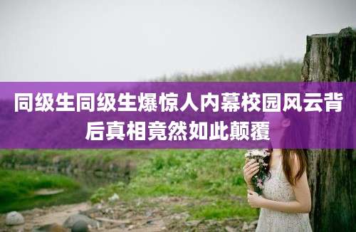 同级生同级生爆惊人内幕校园风云背后真相竟然如此颠覆