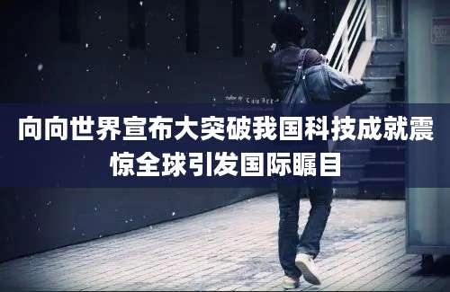 向向世界宣布大突破我国科技成就震惊全球引发国际瞩目