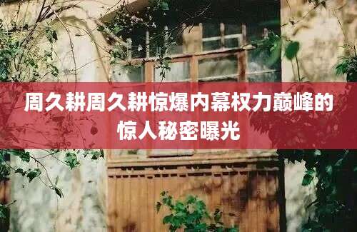 周久耕周久耕惊爆内幕权力巅峰的惊人秘密曝光