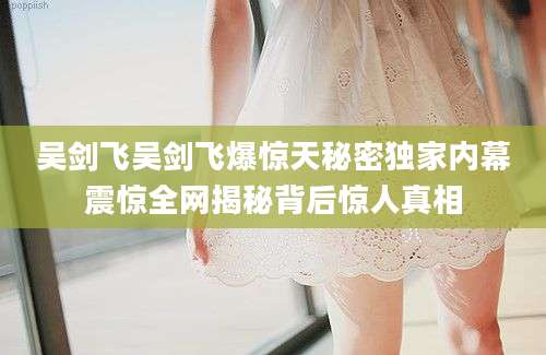 吴剑飞吴剑飞爆惊天秘密独家内幕震惊全网揭秘背后惊人真相
