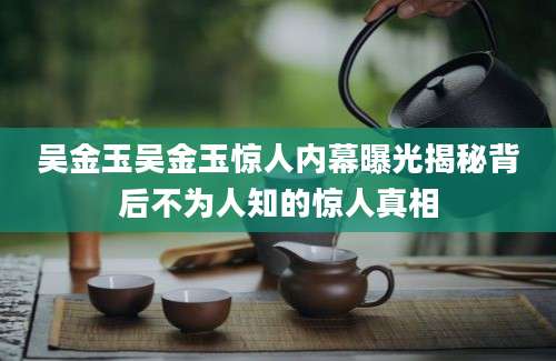 吴金玉吴金玉惊人内幕曝光揭秘背后不为人知的惊人真相