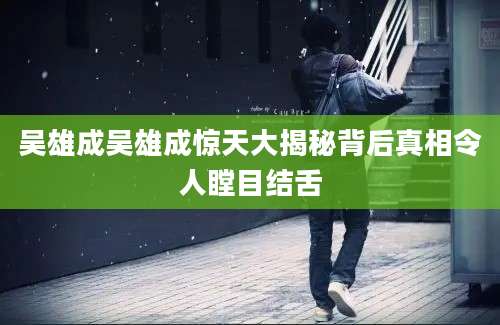 吴雄成吴雄成惊天大揭秘背后真相令人瞠目结舌