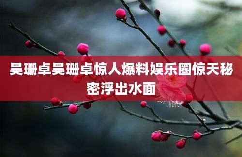 吴珊卓吴珊卓惊人爆料娱乐圈惊天秘密浮出水面