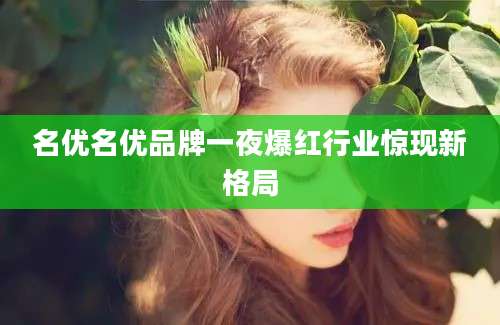 名优名优品牌一夜爆红行业惊现新格局