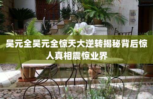 吴元全吴元全惊天大逆转揭秘背后惊人真相震惊业界