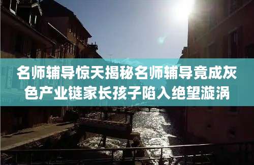 名师辅导惊天揭秘名师辅导竟成灰色产业链家长孩子陷入绝望漩涡