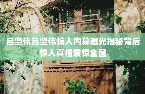 吕坚伟吕坚伟惊人内幕曝光揭秘背后惊人真相震惊全国