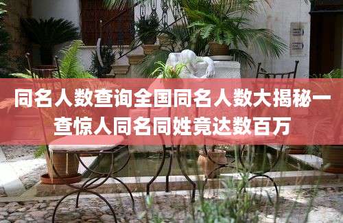 同名人数查询全国同名人数大揭秘一查惊人同名同姓竟达数百万