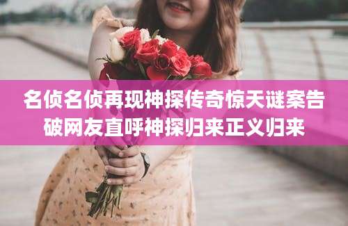 名侦名侦再现神探传奇惊天谜案告破网友直呼神探归来正义归来