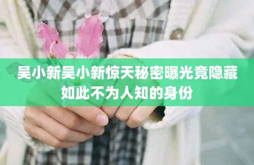 吴小新吴小新惊天秘密曝光竟隐藏如此不为人知的身份