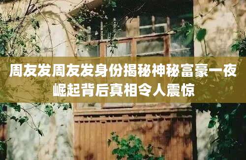 周友发周友发身份揭秘神秘富豪一夜崛起背后真相令人震惊