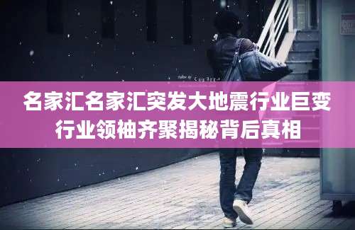 名家汇名家汇突发大地震行业巨变行业领袖齐聚揭秘背后真相