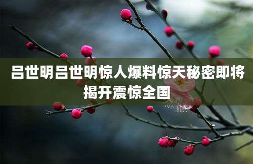 吕世明吕世明惊人爆料惊天秘密即将揭开震惊全国