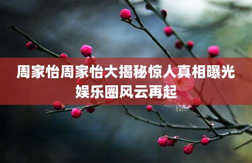 周家怡周家怡大揭秘惊人真相曝光娱乐圈风云再起