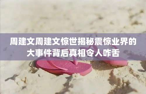 周建文周建文惊世揭秘震惊业界的大事件背后真相令人咋舌